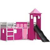 Krevet na kat s toboganom i zavjesama ružičasti 90 x 200 cm | shoptok.hr