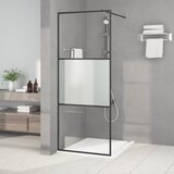 Pregrada za tuš crna 80 x 195 cm s napola mutnim staklom ESG | shoptok.hr