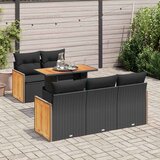 vidaXL 6-dijelni set vrtnih sofa s jastucima crni od poliratana bagrem Cijene