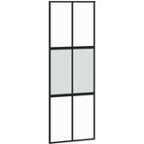  Klizna vrata s priborom crna 76 x 205 cm kaljeno staklo | shoptok.hr