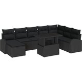 vidaXL Set Od 9 Dijelova Vrtni Sofa Sa Jastučićima Crni Poli Ratan, 2-Sjedalni Vrtni Sofa S Pohranjivanjem&I Jastučićima Crni Poli Ratan Cijene