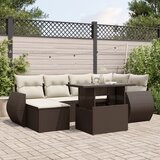  7-dijelni set vrtnih sofa od poliratana s jastucima smeđi | shoptok.hr