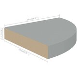 vidaXL plutajuće kutne police 2 kom sive 25 x 25 x 3,8 cm MDF | shoptok.hr