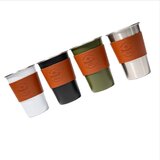 INF 4-delni Komplet Prenosnih Majhnih Skodelic za Vino/Čaj za Kampiranje - Nerjaveče Jeklo in Usnje 500 ml, (5000078363) | Shoptok.si