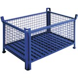 Heson zaboj za zlaganje z dnom iz jeklene pločevine, dxš 1200 x 800 mm, moder lak | Shoptok.si