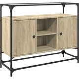 vidaXL Komoda s stekleno ploščo sonoma hrast 98x35x81cm inženirski les, (21274190) Cene
