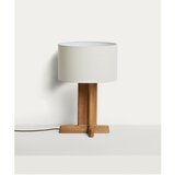 Kave Home Bijela/smeđa stolna lampa od masivnog kaučuka s tekstilnim sjenilom (visina 48 cm) Niani – | shoptok.hr