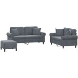  3-dijelni set sofa s jastucima tamnosivi baršunasti | shoptok.hr