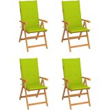 The Living Store Vrtni stoli 4 kosi s svetlo zelenimi blazinami trdna tikovina - Vrtni Stol, (21469435) | Shoptok.si