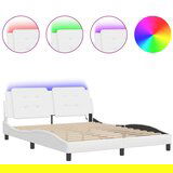  The Living Store Posteljni okvir z LED lučkami bel 160x200 cm umetno usnje - Posteljni Okvir, (21445675) | Shoptok.si