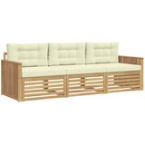  Set vanjskih sofa 3 kom. Bijela i krem Čvrsto drvo akacije | shoptok.hr