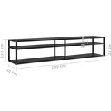TV omarica črna 200x40x40,5 cm kaljeno steklo, (20731823) | Shoptok.si