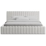 Makamii Oblazinjena zakonska postelja s prostorom za shranjevanje z letvenim dnom 160x200 cm v srebrni barvi Lemi – | Shoptok.si