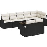  Set od 8 dijelova vrtne garniture s jastučićima u crnoj i krem poli ratan | shoptok.hr