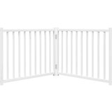 vidaXL Vrata za pse zložljiva 2 panela bela 160 cm trden les jelke | Shoptok.si