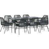 vidaXL 9-dijelni vrtni blagovaonski set s jastucima crnog poliratana | shoptok.hr