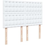 vidaXL Otomanski posteljni okvir z vzmetnico bel 140x200 cm um. usnje | Shoptok.si
