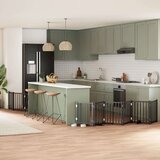 vidaXL Ograda za pse z vrati zložljiva 9 panelov črna 450 cm les | Shoptok.si