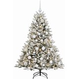  Umjetno božićno drvce s kuglicom 150 cm 150 LED lampica - Zelena i bijela 150 cm s LED žaruljama i bijelim kuglicama | shoptok.hr