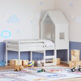 The Living Store Visoka postelja s streho bela 90x200 cm trdna borovina - Visoka Postelja, (21610737) | Shoptok.si