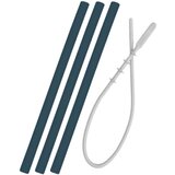 Minikoioi ostali pripomočki za hranjenje FLEXI silikonska slamica 3/1 in ščetka deep blue | Shoptok.si