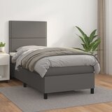 vidaXL Box spring postelja z vzmetnico siv 100x200 cm umetno usnje Cene