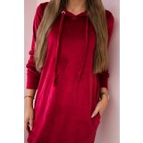 Kesi Velour dress with a hood in maroon color | shoptok.hr