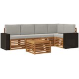 vidaXL Kotna sedežna garnitura z blazino 6 pcs Naravna in svetlo siva, (5000283813) | Shoptok.si