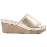GOODIN Golden women's wedge flip-flops Cijene