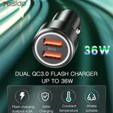 Yesido Auto punjač (Y43) - 2xUSB QC 3.0 36W - crni | shoptok.hr