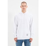 Trendyol White Oversize/Wide Cut Hooded Labeled Fleece/Warm Sweatshirt | Eponuda.ba