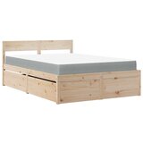 The Living Store Postelja s predali in vzmetnico 140x190 cm trdna borovina - Postelja, (21611374) | Shoptok.si