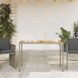  Vrtna miza z leseno akacijevo ploščo siva 115x54x74 cm PE ratan | Shoptok.si