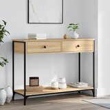  The Living Store Konzolna mizica sonoma hrast 100x34,5x75 cm inženirski les - Konzolna Mizica, (21444827) Cene