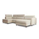 ELTAP Bež žametna raztegljiva/s prostorom za shranjevanje kotna sedežna garnitura (levi kot/v obliki črke "U") Berrto – | Shoptok.si