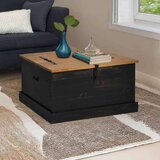 vidaXL Skrinja za shranjevanje HALDEN črna 91x91x47cm Masivni les, bor | Shoptok.si