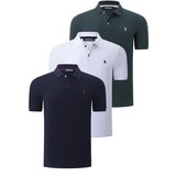Dewberry TRIPLE SET T8561 MENS T-SHIRT-NAVY BLUE-WHITE-KHAKI Cijene