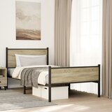 Furnova Kovinski posteljni okvir brez vzmetnice sonoma hrast 107x203 cm, (21939484) Cene