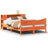 vidaXL Posteljni okvir brez vzmetnice voščeno rjav 140x190 cm borovina | Shoptok.si