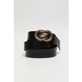 Marisse Black Belt With A Decorative Snake-Shaped Buckle | shoptok.hr