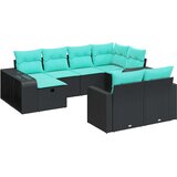  Vrtna sedežna garnitura 10-delna z blazinami črn poli ratan, (22048156) | Shoptok.si
