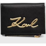 Karl Lagerfeld Usnjena denarnica ženska, črna barva, 245W3231