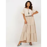 Fashion Hunters Beige summer skirt with ruffle and belt