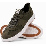 Ombre Men's structured fabric slip-on sneakers - olive | Shoptok.si