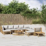 Maison Chic Seti vrtnega pohištva - Vrtna garnitura - Vrtni pohištvo set 12-delna svetlo sive blazine bambus, (21819957) | Shoptok.si