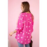 Kesi Włoski Linen Women's Blouse with Floral Pattern, Long Sleeves, and Buttons pink | Shoptok.si