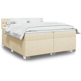vidaXL Box spring postelja z vzmetnico krem 200x200 cm blago Cene