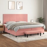  The Living Store Box spring postelja z vzmetnico roza 200x200 cm žamet - Box Spring Postelja, (21492597) Cene