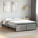 vidaXL Posteljni okvir siva sonoma 120x190 cm inženirski les in kovina, (21128131) | Shoptok.si