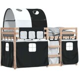 vidaXL krevet na kat sa zavjesama bijelo-crni 90 x 190 cm od borovine | shoptok.hr